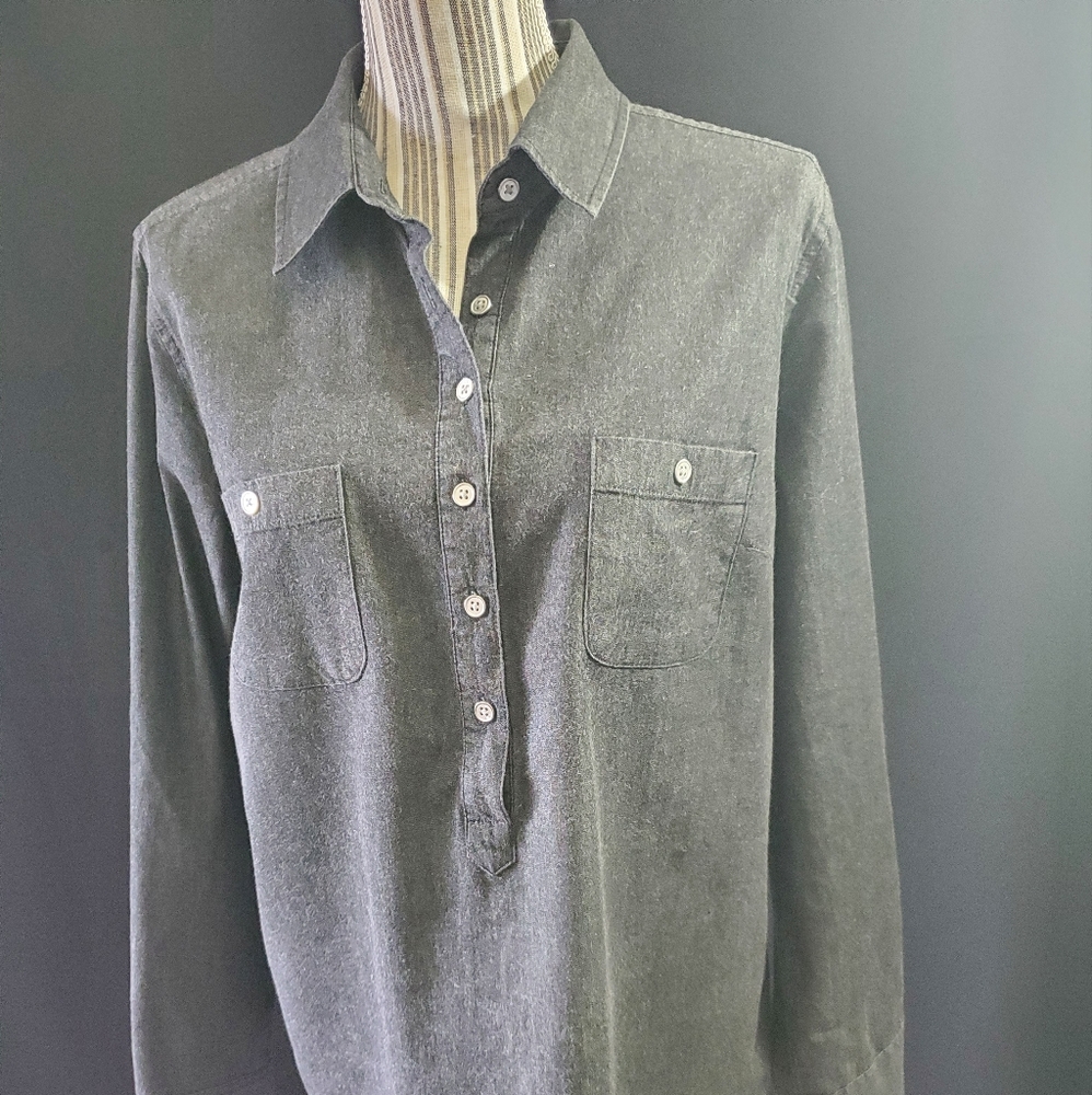 New York & Company - Denim Shirt - Large - Black